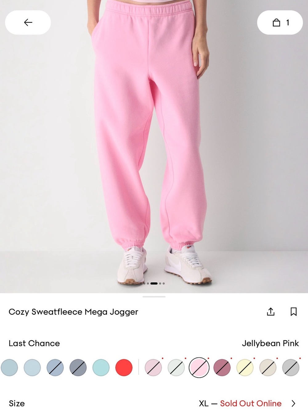 Aritzia Cozy Sweatfleece Mega Jogger - Jellybean Pink